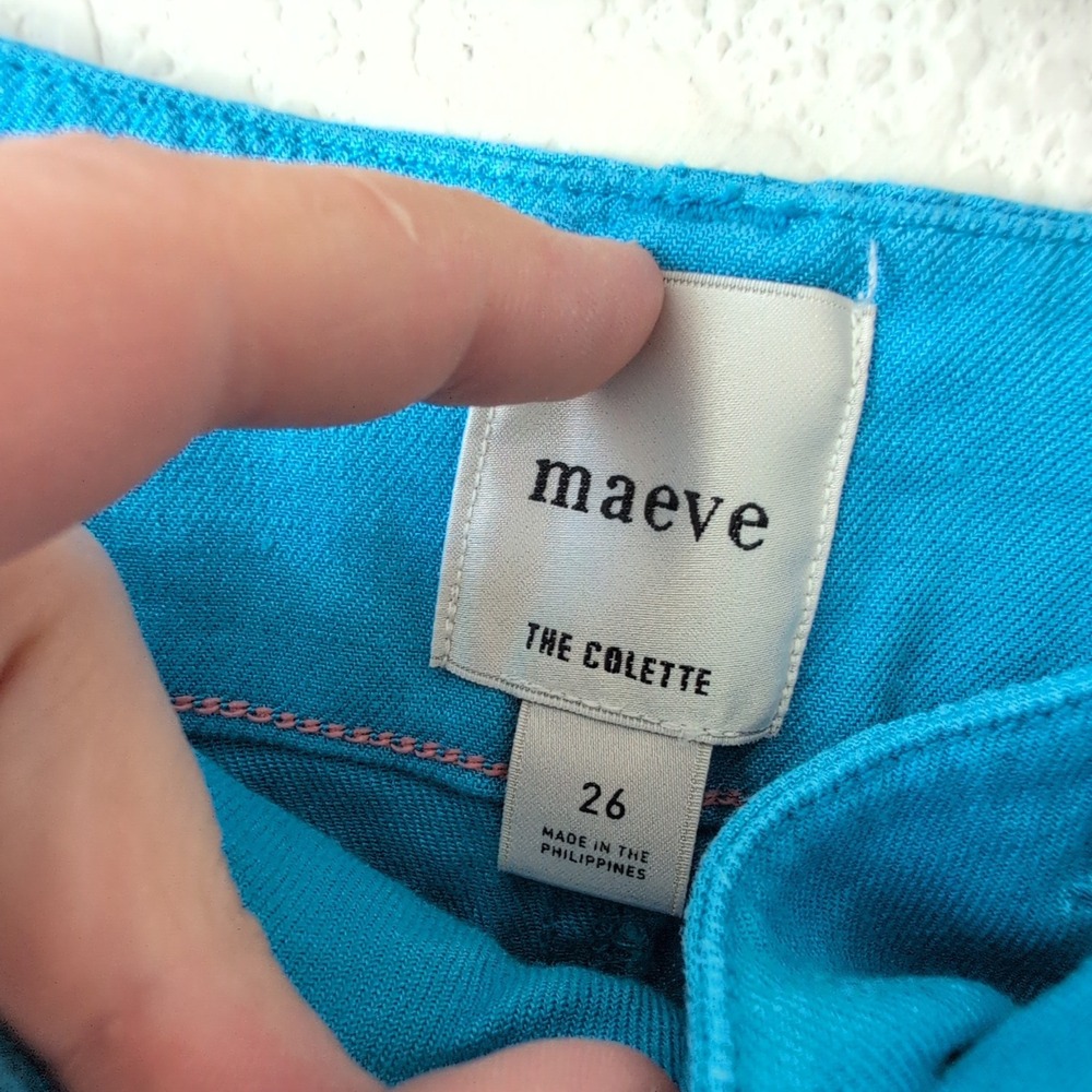 Maeve Anthropologie The Colette Wide Leg Pants Turquoise Blue High Rise Size 26 - Picture 4 of 8